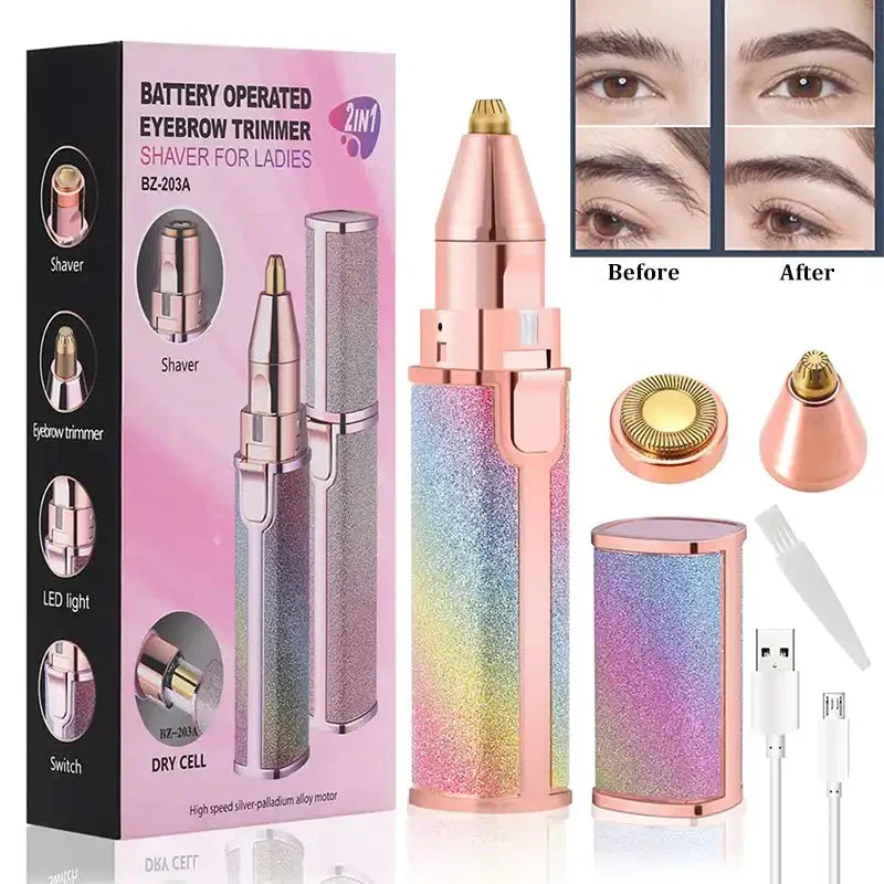 2-in-1 Flawless Facial Hair Remover & Eyebrow Trimmer